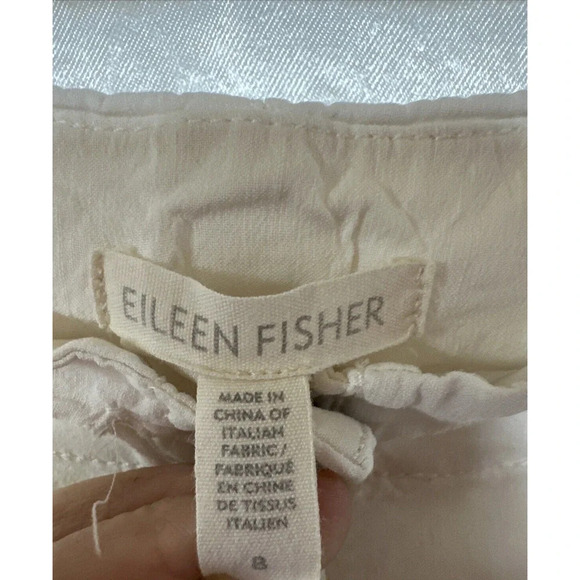 Eileen Fisher White Organic Linen Crop Cargo Utility Pants Womens Sz 8 Gorpcore‎ - Picture 3 of 9